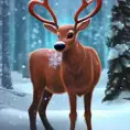Matte portrait of Rudolph the red nosed reindeer in winter, 8k, Highly Detailed, Magical, Photo Realistic, Sharp Focus, Volumetric Lighting by Stanley Artgerm Lau, Alphonse Mucha, Greg Rutkowski