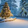 Xmas tree in winter in the style of Stefan Kostic, 8k, Highly Detailed, Magical, Photo Realistic, Sharp Focus, Volumetric Lighting by Stanley Artgerm Lau, Alphonse Mucha, Greg Rutkowski