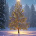 Xmas tree in winter in the style of Stefan Kostic, 8k, Highly Detailed, Magical, Photo Realistic, Sharp Focus, Volumetric Lighting by Stanley Artgerm Lau, Alphonse Mucha, Greg Rutkowski