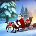 Santa Claus on a sled in winter in the style of Stefan Kostic, 8k, Highly Detailed, Magical, Photo Realistic, Sharp Focus, Volumetric Lighting by Stanley Artgerm Lau, Alphonse Mucha, Greg Rutkowski