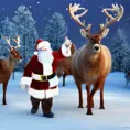 Matte portrait of Santa Claus and reindeers in winter, 8k, Highly Detailed, Magical, Photo Realistic, Sharp Focus, Volumetric Lighting by Stanley Artgerm Lau