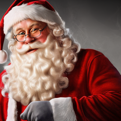Matte portrait of Santa Claus handing out presents in the style of Stefan Kostic, 8k, Highly Detailed, Magical, Photo Realistic, Sharp Focus, Volumetric Lighting by Stanley Artgerm Lau