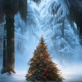 The spirit of Christmas, 8k, Highly Detailed, Magical, Stunning, Photo Realistic, Sharp Focus, Volumetric Lighting, Fantasy by Greg Rutkowski