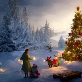 The spirit of Christmas, 8k, Highly Detailed, Magical, Stunning, Photo Realistic, Sharp Focus, Volumetric Lighting, Fantasy by Stanley Artgerm Lau