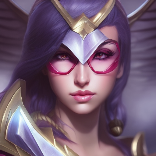 Alluring matte portrait of Sivir from League of Legends with wings, 8k, Highly Detailed, Artstation, Photo Realistic, Sharp Focus, Volumetric Lighting, Concept Art, Fantasy by Alphonse Mucha, WLOP