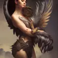Alluring matte portrait of a beautiful Nidalee with wings, 8k, Highly Detailed, Intricate, Half Body, Realistic, Sharp Focus, Volumetric Lighting, Fantasy, Elegant by Stanley Artgerm Lau, Alphonse Mucha, WLOP