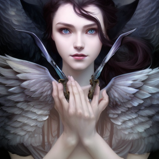 Alluring matte portrait of a beautiful Morgana with wings, 8k, Highly Detailed, Intricate, Half Body, Realistic, Sharp Focus, Volumetric Lighting, Fantasy, Elegant by Stanley Artgerm Lau, Alphonse Mucha, WLOP