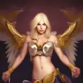 Alluring matte portrait of a beautiful Kayle from League of Legends, Highly Detailed, Half Body, Photo Realistic, Sharp Focus, Volumetric Lighting, Fantasy by Stanley Artgerm Lau, Alphonse Mucha, WLOP