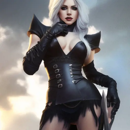 Alluring matte portrait of a beautiful Ashe from League of Legeneds wearing black leather, 8k, Highly Detailed, Intricate, Half Body, Realistic, Sharp Focus, Volumetric Lighting, Fantasy, Elegant by Stanley Artgerm Lau, Alphonse Mucha, WLOP