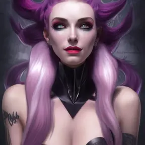 Alluring matte portrait of a beautiful Jinx from League of Legeneds wearing black leather, 8k, Highly Detailed, Intricate, Half Body, Realistic, Sharp Focus, Volumetric Lighting, Fantasy, Elegant by Stanley Artgerm Lau, Alphonse Mucha, WLOP