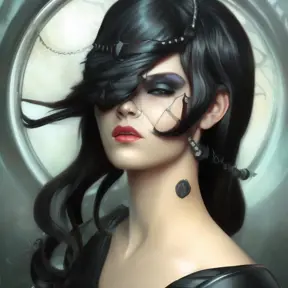 Alluring matte portrait of a beautiful Rell from League of Legeneds wearing black leather, 8k, Highly Detailed, Intricate, Half Body, Realistic, Sharp Focus, Volumetric Lighting, Fantasy, Elegant by Stanley Artgerm Lau, Alphonse Mucha, WLOP