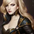 Alluring matte portrait of a beautiful Seraphine from League of Legeneds wearing black leather, 8k, Highly Detailed, Intricate, Half Body, Realistic, Sharp Focus, Volumetric Lighting, Fantasy, Elegant by Stanley Artgerm Lau, Alphonse Mucha, WLOP