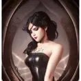 Alluring matte portrait of a beautiful Sona from League of Legeneds wearing black leather, 8k, Highly Detailed, Intricate, Half Body, Realistic, Sharp Focus, Volumetric Lighting, Fantasy, Elegant by Stanley Artgerm Lau, Alphonse Mucha, WLOP