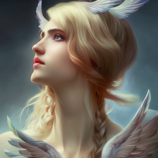 Alluring matte portrait of a beautiful Sona with wings, 8k, Highly Detailed, Intricate, Half Body, Realistic, Sharp Focus, Volumetric Lighting, Fantasy, Elegant by Stanley Artgerm Lau, Alphonse Mucha, WLOP