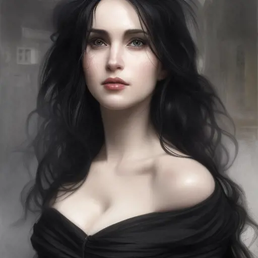 Alluring matte portrait of a beautiful veiled Yennefer in black with long straight black hair, 8k, Highly Detailed, Intricate, Half Body, Realistic, Sharp Focus, Volumetric Lighting, Fantasy, Elegant by Stanley Artgerm Lau, Alphonse Mucha, WLOP