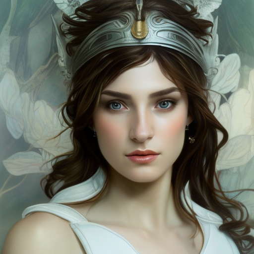 Alluring matte portrait of the beautiful Athena in light white leather, 8k, Highly Detailed, Intricate, Realistic, Sharp Focus, Volumetric Lighting, Fantasy, Elegant by Stanley Artgerm Lau, Alphonse Mucha, WLOP
