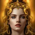 Alluring matte portrait of the beautiful goddess Hera in gold, 8k, Highly Detailed, Intricate, Realistic, Sharp Focus, Volumetric Lighting, Fantasy, Elegant by Stanley Artgerm Lau, Alphonse Mucha, WLOP