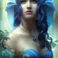 Alluring matte portrait of the beautiful goddess Hera in blue, 8k, Highly Detailed, Intricate, Realistic, Sharp Focus, Volumetric Lighting, Fantasy, Elegant by Stanley Artgerm Lau, Alphonse Mucha, WLOP