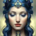 Alluring matte portrait of the beautiful goddess Hera in dark blue, 8k, Highly Detailed, Intricate, Realistic, Sharp Focus, Volumetric Lighting, Fantasy, Elegant by Stanley Artgerm Lau, Alphonse Mucha, WLOP