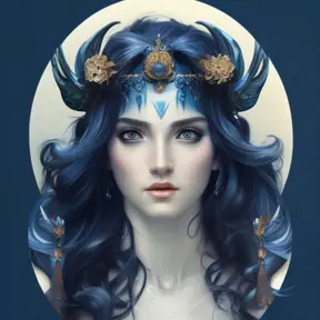 Alluring matte portrait of the beautiful goddess Artemis in dark blue, 8k, Highly Detailed, Intricate, Realistic, Sharp Focus, Volumetric Lighting, Fantasy, Elegant by Stanley Artgerm Lau, Alphonse Mucha, WLOP
