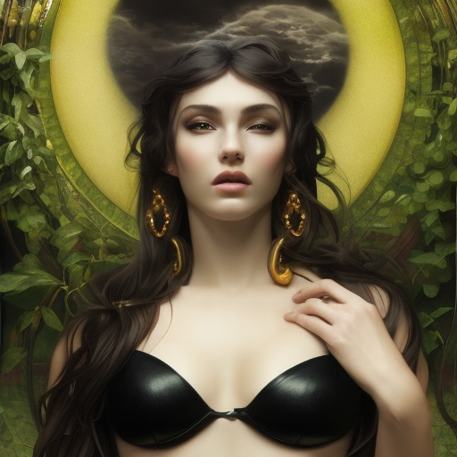 Alluring matte portrait of the beautiful Aphrodite in black leather, 8k, Highly Detailed, Intricate, Realistic, Sharp Focus, Volumetric Lighting, Fantasy, Elegant by Stanley Artgerm Lau, Alphonse Mucha, WLOP