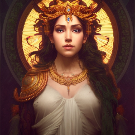 Alluring matte portrait of the beautiful goddess Hera in the style of Stefan Kostic, 8k, Highly Detailed, Intricate, Realistic, Sharp Focus, Volumetric Lighting, Fantasy, Elegant by Stanley Artgerm Lau, Alphonse Mucha, WLOP