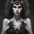 Alluring matte portrait of the beautiful goddess of death Ker in black in the style of Stefan Kostic, 8k, Highly Detailed, Intricate, Realistic, Sharp Focus, Volumetric Lighting, Fantasy, Elegant by Stanley Artgerm Lau, Alphonse Mucha, WLOP