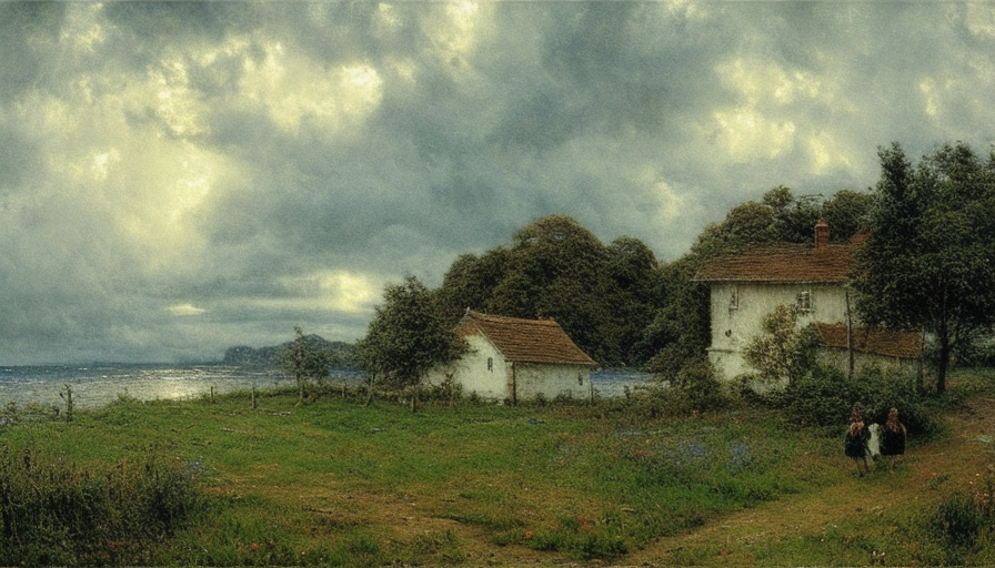 bill gates, 8k, Highly Detailed, Intricate, Stormy Day, Realistic, Beautifully Lit, Volumetric Lighting by Helen Allingham
