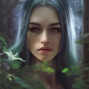 Alluring matte portrait of a beautiful half elf in the forest, 4k, Highly Detailed, Masterpiece, Pretty Face, Digital Illustration, Cinematic Lighting, Realistic, Sharp Focus, Centered, Beautifully Lit, Bioluminescent by Stanley Artgerm Lau, Greg Rutkowski, Stefan Kostic