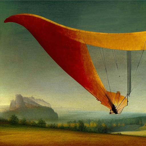 Flying hang glider, Gorgeous by Leonardo da Vinci