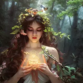 Closeup of a beautiful mage in a magical forest, 4k, Highly Detailed, Masterpiece, Pretty Face, Digital Illustration, Cinematic Lighting, Realistic, Sharp Focus, Centered, Beautifully Lit, Bioluminescent by Stanley Artgerm Lau, Alphonse Mucha, Greg Rutkowski, Stefan Kostic