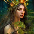 Closeup of a beautiful tribal queen in a magical forest, 4k, Highly Detailed, Masterpiece, Pretty Face, Digital Illustration, Cinematic Lighting, Realistic, Sharp Focus, Centered, Beautifully Lit, Bioluminescent by Stanley Artgerm Lau, Alphonse Mucha, Greg Rutkowski, Stefan Kostic