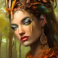 Closeup of a beautiful tribal queen in a magical forest, 4k, Highly Detailed, Masterpiece, Pretty Face, Digital Illustration, Cinematic Lighting, Realistic, Sharp Focus, Centered, Beautifully Lit, Bioluminescent by Stanley Artgerm Lau