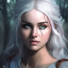 Closeup of a beautiful Ciri in a magical forest, 4k, Highly Detailed, Masterpiece, Pretty Face, Digital Illustration, Cinematic Lighting, Realistic, Sharp Focus, Centered, Beautifully Lit, Bioluminescent by Stanley Artgerm Lau
