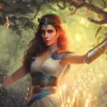 Closeup of a beautiful Kassandra in a magical forest, 4k, Highly Detailed, Masterpiece, Pretty Face, Digital Illustration, Cinematic Lighting, Realistic, Sharp Focus, Centered, Beautifully Lit, Bioluminescent by Stanley Artgerm Lau