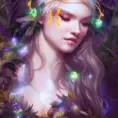 Closeup of a beautiful druid in a magical forest, 4k, Highly Detailed, Masterpiece, Pretty Face, Digital Illustration, Cinematic Lighting, Realistic, Sharp Focus, Centered, Beautifully Lit, Bioluminescent by Stanley Artgerm Lau