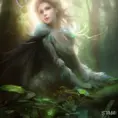 Closeup of a beautiful wraith in a magical forest, 4k, Highly Detailed, Masterpiece, Pretty Face, Digital Illustration, Cinematic Lighting, Realistic, Sharp Focus, Centered, Beautifully Lit, Bioluminescent by Stanley Artgerm Lau