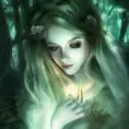 Closeup of a beautiful ghost in a magical forest, 4k, Highly Detailed, Masterpiece, Pretty Face, Digital Illustration, Cinematic Lighting, Realistic, Sharp Focus, Centered, Beautifully Lit, Bioluminescent by Stanley Artgerm Lau