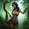 Closeup of a beautiful Nidalee in a magical forest, 4k, Highly Detailed, Masterpiece, Pretty Face, Digital Illustration, Cinematic Lighting, Realistic, Sharp Focus, Centered, Beautifully Lit, Bioluminescent by Stanley Artgerm Lau