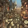 Steampunk city, Highly Detailed, Intricate Artwork, Comic, Photo Realistic, Fantasy by Studio Ghibli