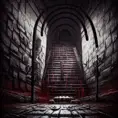 Hyper Detailed illustration of an eerie dark dystopian dungeon texture architecture with blood walls and cobwebs, 8k, Gothic and Fantasy, Horror, Epic, Sharp Focus, Deviantart, Beautifully Lit by Alena Aenami