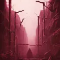 Hyper Detailed illustration of a dark eerie dystopian texture architecture with blood walls and cobwebs, 8k, Gothic and Fantasy, Horror, Epic, Sharp Focus, Deviantart, Beautifully Lit by Alena Aenami