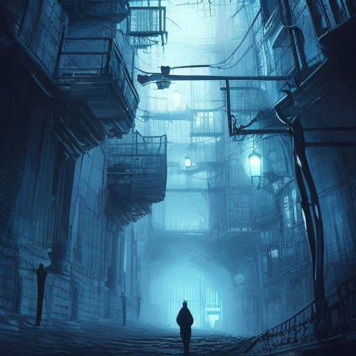 Hyper Detailed illustration of an eerie dystopian underground dungeon city, 8k, Gothic and Fantasy, Horror, Epic, Sharp Focus, Deviantart by Alena Aenami