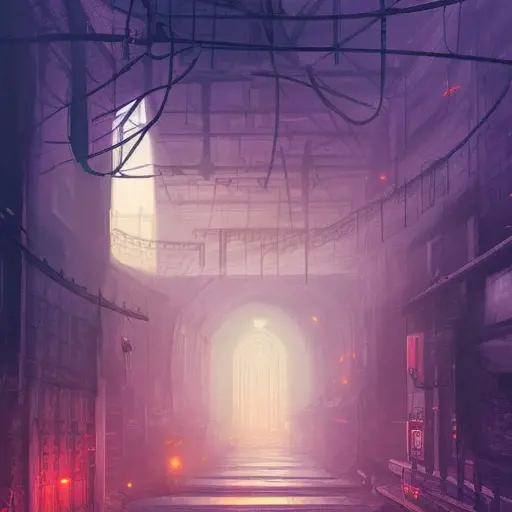 Hyper Detailed illustration of an eerie dystopian underground dungeon city, 8k, Gothic and Fantasy, Horror, Epic, Sharp Focus, Deviantart by Alena Aenami, Studio Ghibli