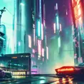 Dystopian Cyberpunk 2077 city at night, 8k, Hyper Detailed, Intricate Details, Trending on Artstation, Epic, Comic, Sharp Focus, Deviantart, Beautifully Lit by Alena Aenami