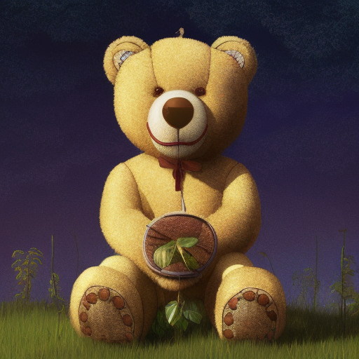 sad teddy bear, 4k, 4k resolution, Highly Detailed, Large Eyes, Digital Illustration, Centered, 3D art by Richard Anderson, Alex Colville, Eyvind Earle, Christine Ellger