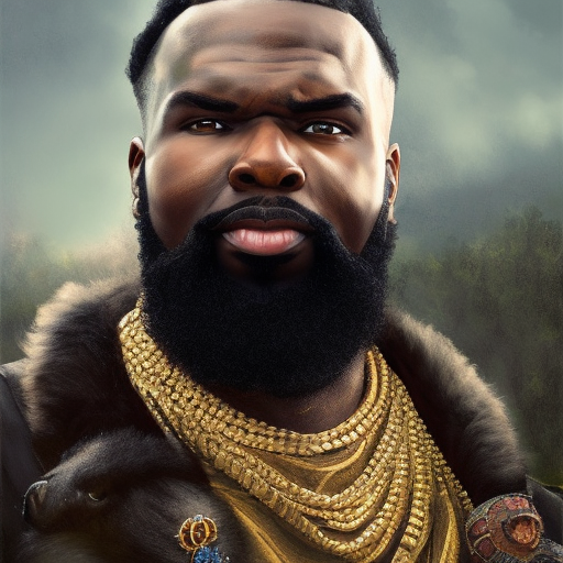 portrait of a beautiful Mr. T in the style of Stefan Kostic, 8k, Feline, High Definition, Highly Detailed, Intricate, Half Body, Matte Painting, Edwardian, Realistic, Sharp Focus, Fantasy