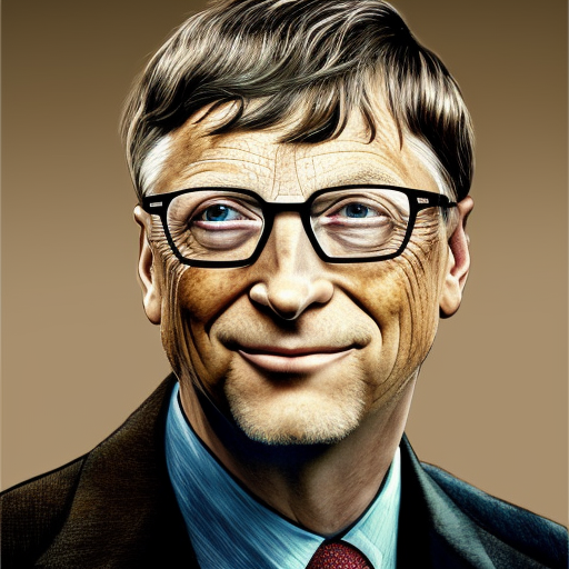 Alluring portrait of Bill Gates with a robot eye, 4k, 4k resolution, 8k, High Definition, High Resolution, Highly Detailed, HQ, Hyper Detailed, Intricate, Intricate Artwork, Intricate Details, Ultra Detailed, Cybernatic and Sci-Fi, Half Body, Beautiful, Biomechanical, Futuristic, Gorgeous, Sci-Fi, Science Fiction, Matte Painting, Realistic, Sharp Focus, Fantasy by Stefan Kostic