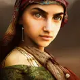 Alluring portrait of Afghan Girl Sharbat, 4k, 4k resolution, 8k, High Definition, High Resolution, Highly Detailed, HQ, Hyper Detailed, Intricate, Intricate Artwork, Intricate Details, Ultra Detailed, Half Body, Beautiful, Gorgeous, Matte Painting, Realistic, Sharp Focus, Fantasy by Stefan Kostic