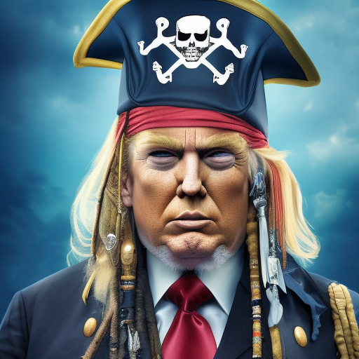 pirate captain Donald Trump, 8k, High Definition, Highly Detailed, Hyper Detailed, Intricate, Intricate Artwork, Intricate Details, Ultra Detailed, Matte Painting, Sharp Focus, Closeup Portrait